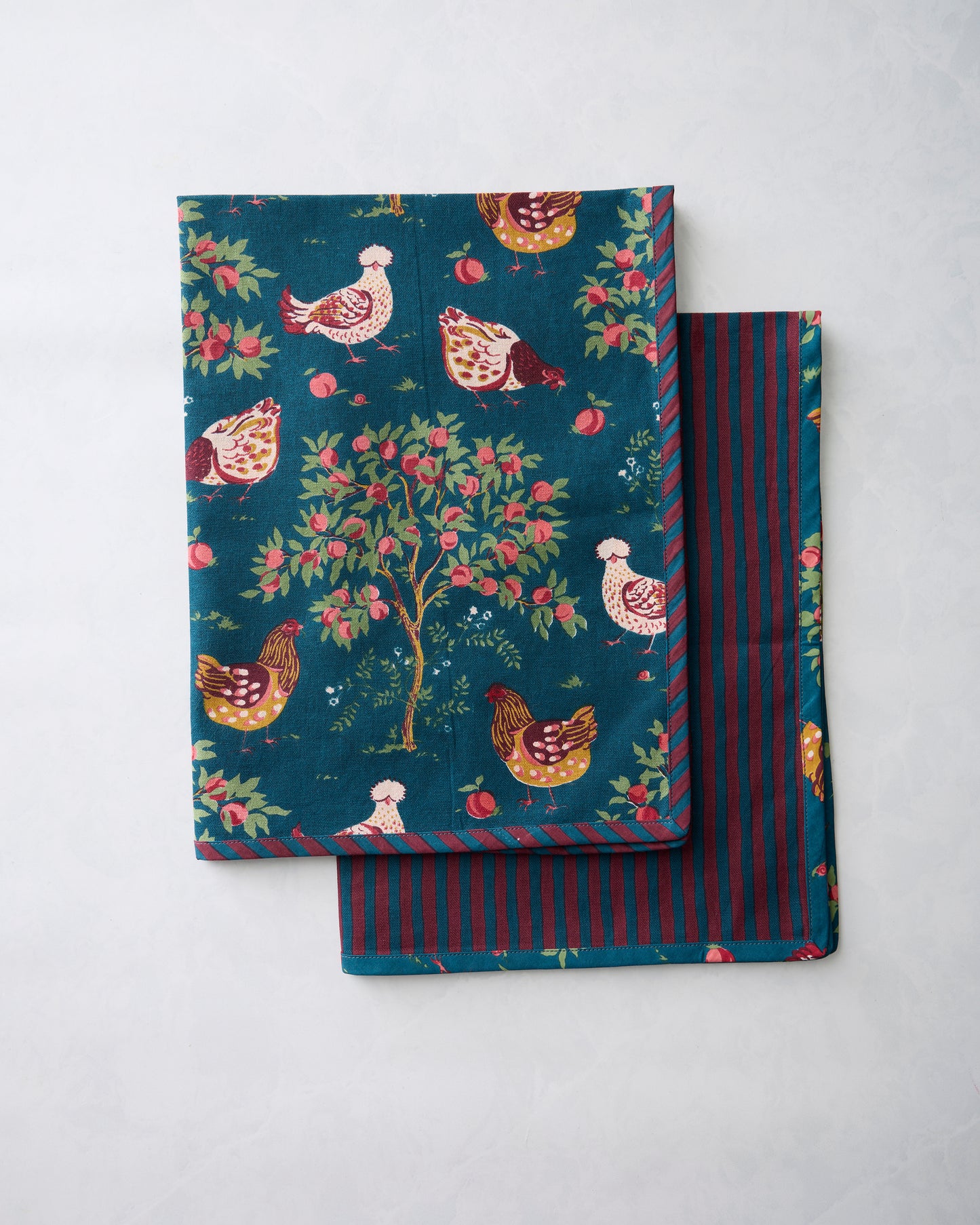Hen House - Set of 2 Tea Towels - Navy