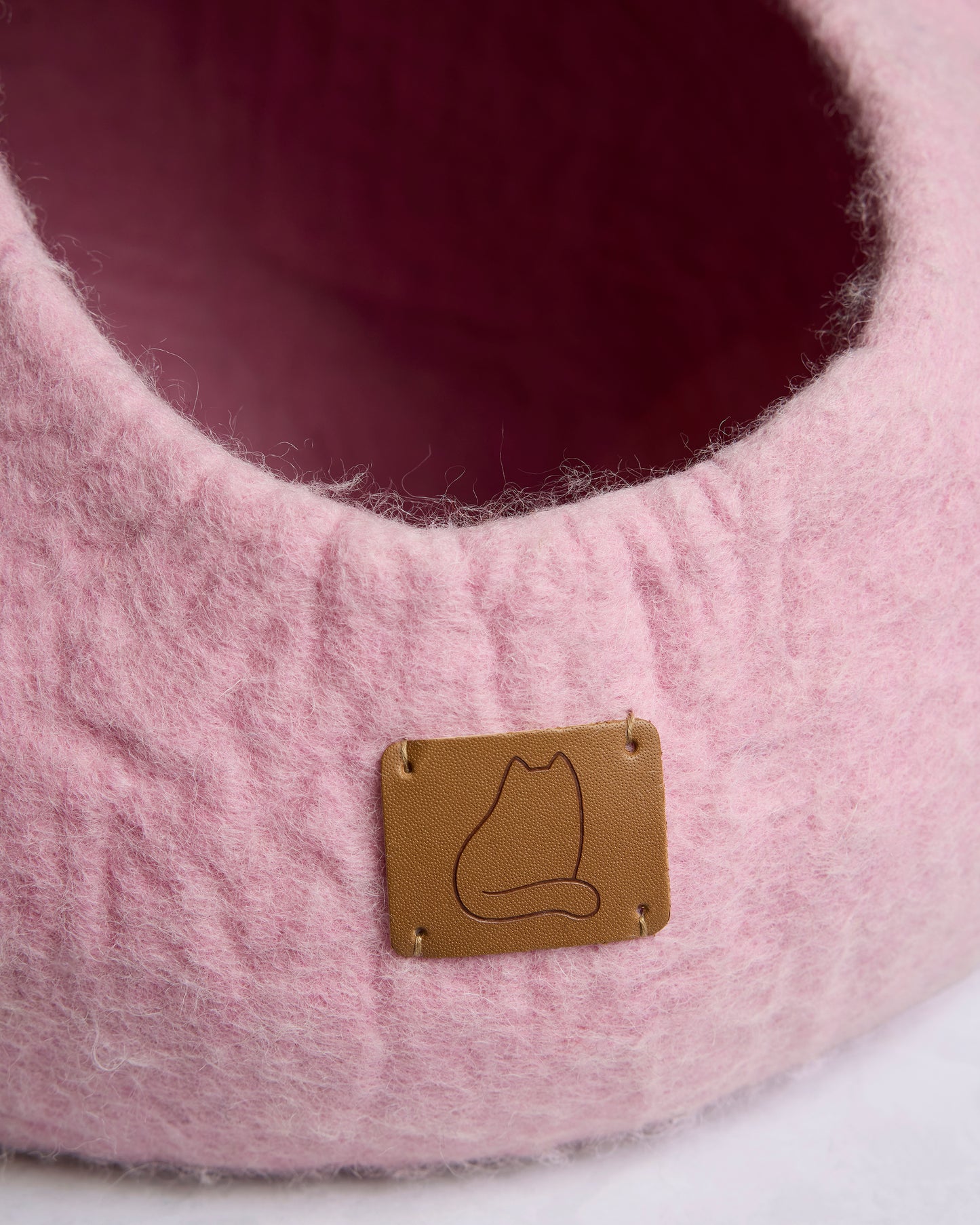 Pink - Premium Felted Wool Cat Cave Bed - Fuzzy cove