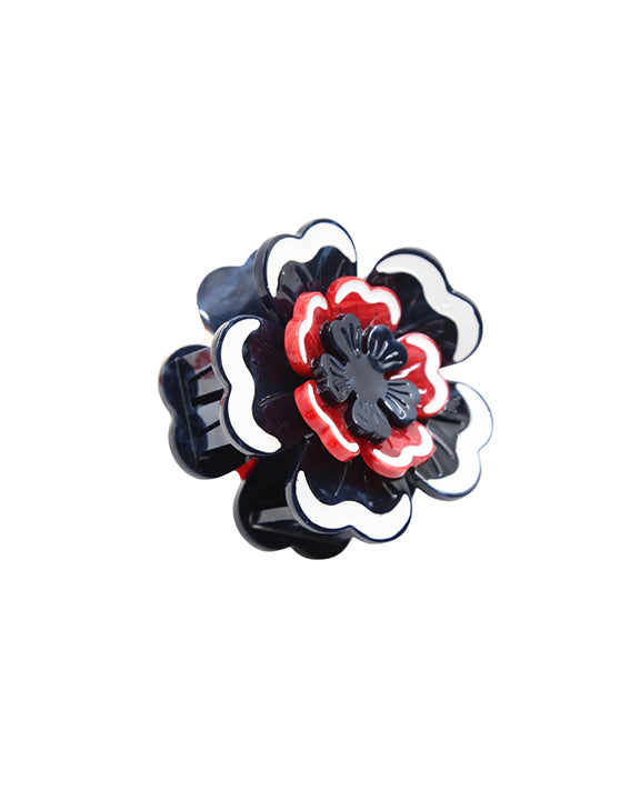 Navy - Hand Painted Americana Flower Claw Clip - Solar Eclipse - Printfresh