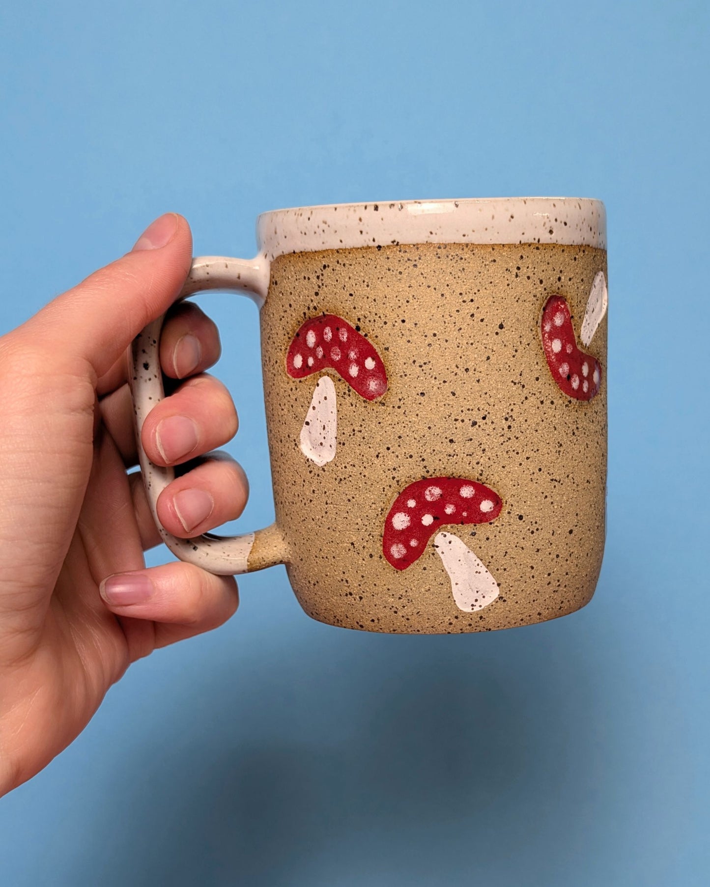 Red Combo - Mushroom Stamp Mug - Osso Ceramics