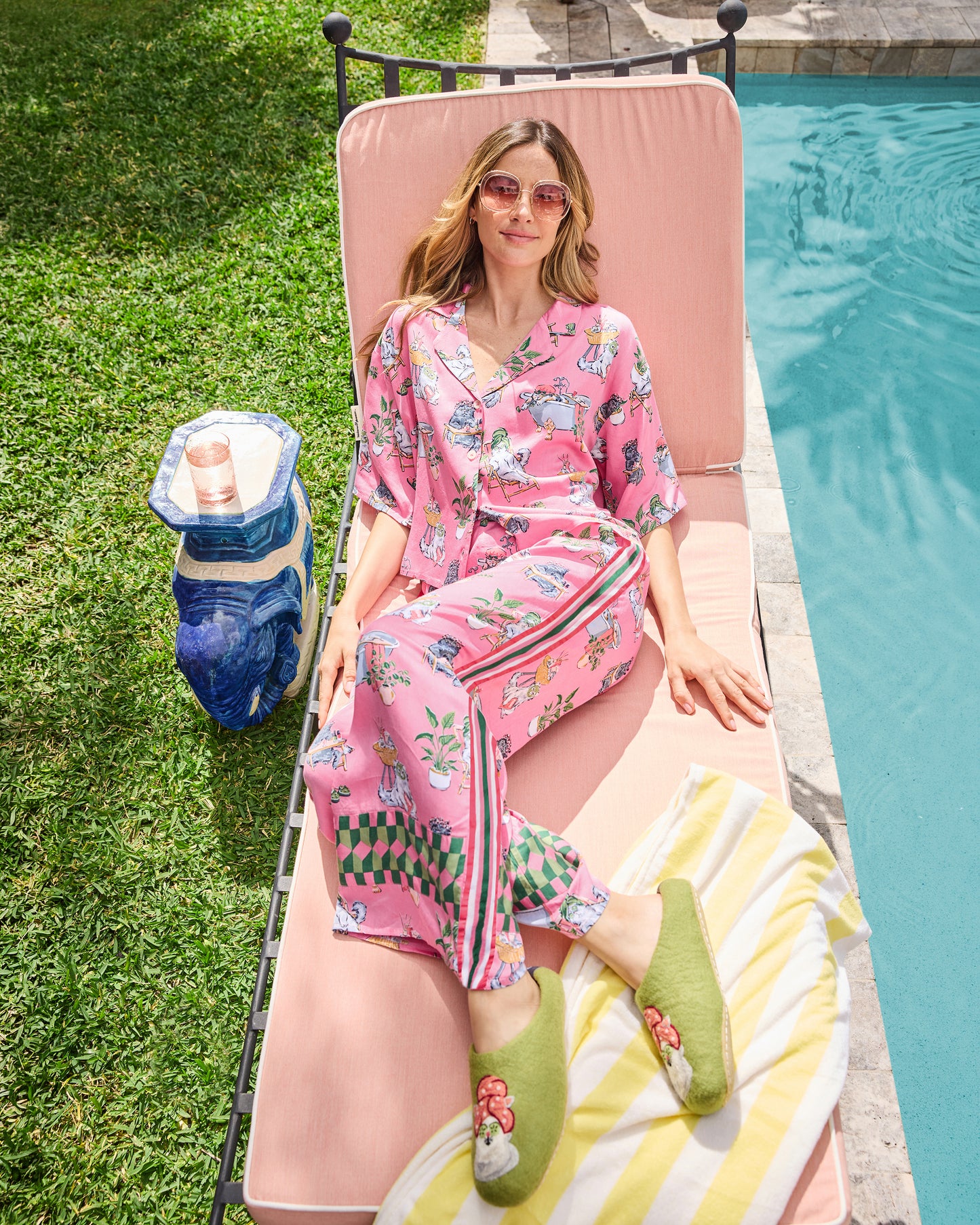 French Knot X PF - Spa Day Slipper - Cucumber Water - Printfresh