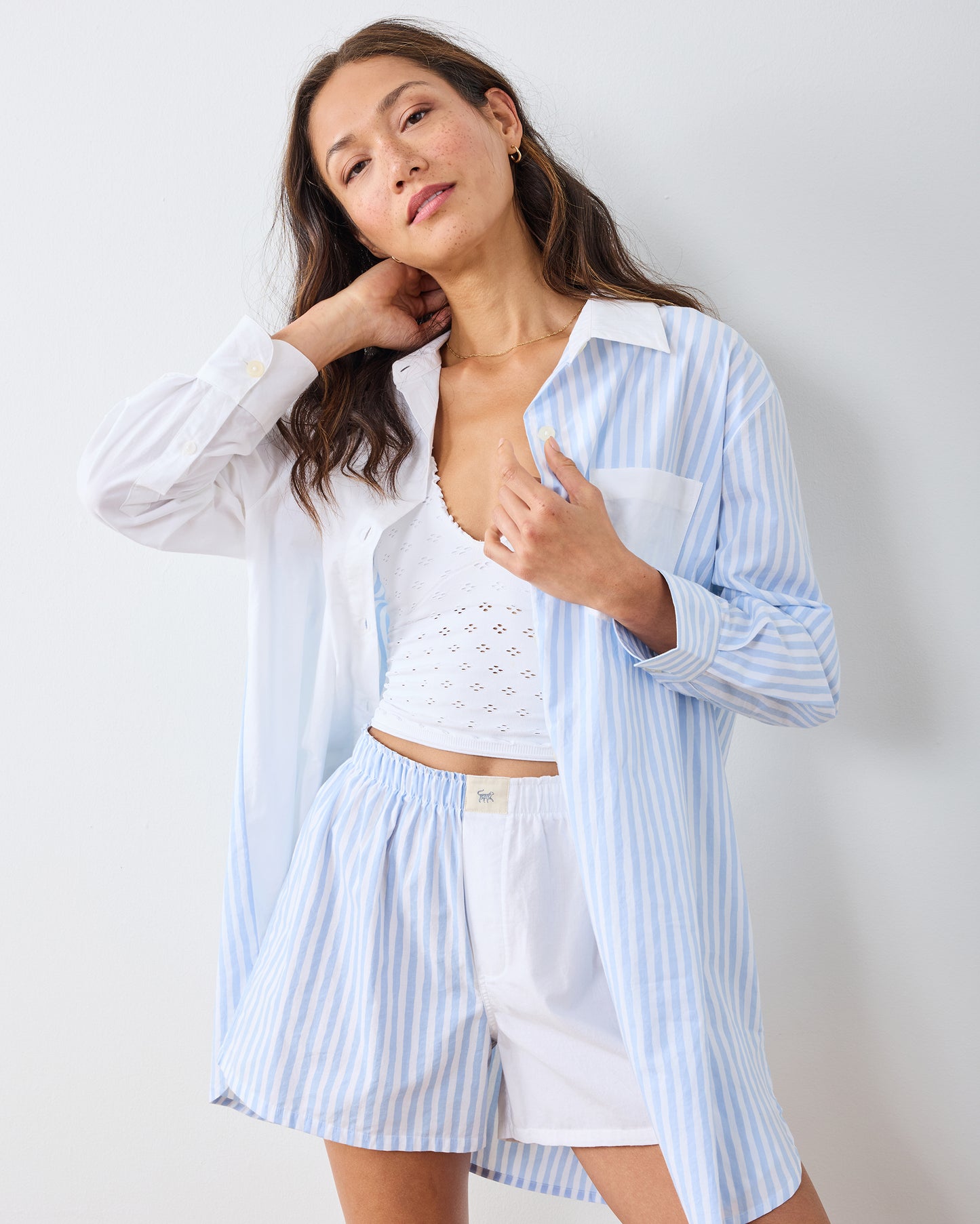 Weekend Stripes - Everyday Button Down - Blue Skies - Printfresh