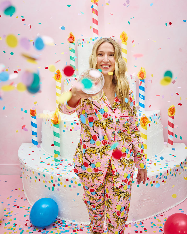 Birthday Bagheera - Long PJ Set - Pink Confetti - Printfresh