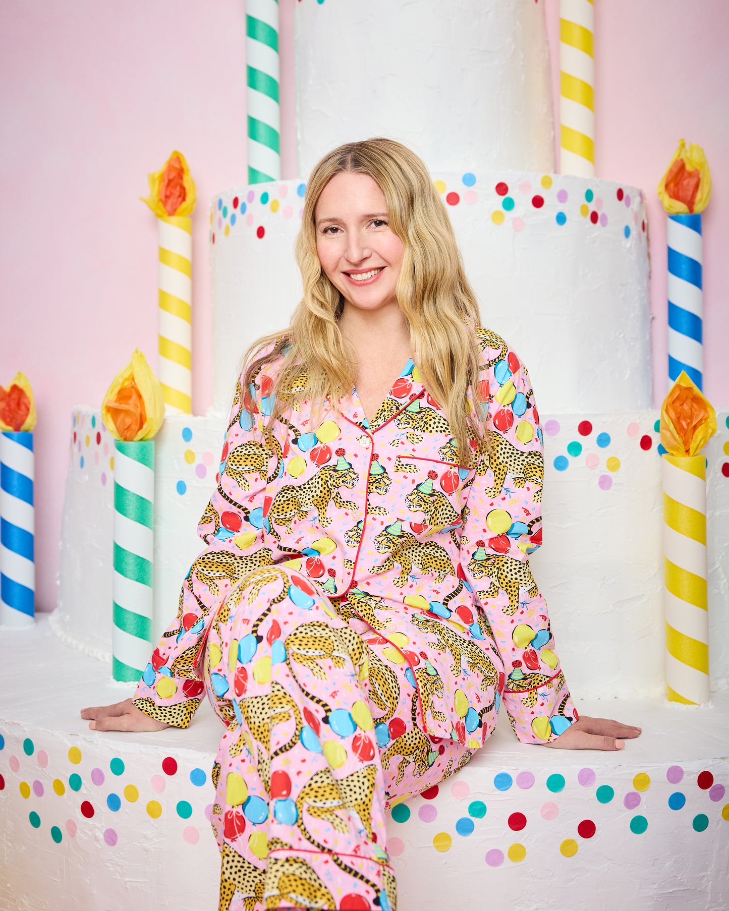 Birthday Bagheera - Long PJ Set - Pink Confetti - Printfresh