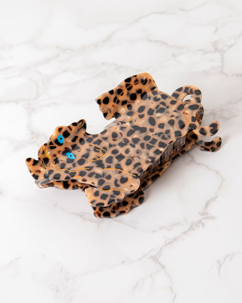 Brown - Hand Painted Leopard Claw Hair Clip - Solar Eclipse - Printfresh