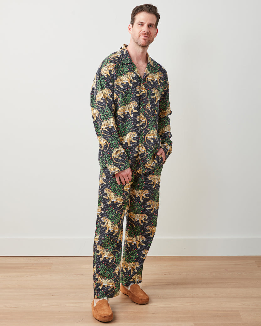 Bagheera - Men's Lightweight Flannel Long PJ Set - Ink - Printfresh