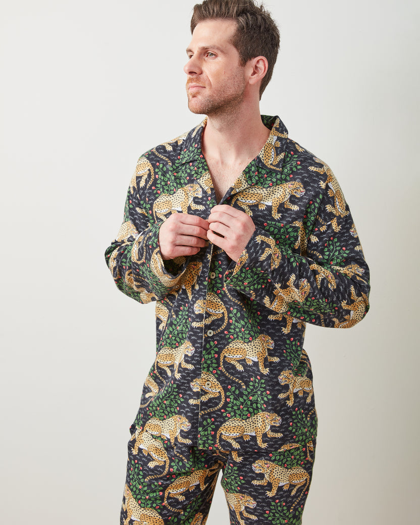 Bagheera - Men's Lightweight Flannel Long PJ Set - Ink - Printfresh