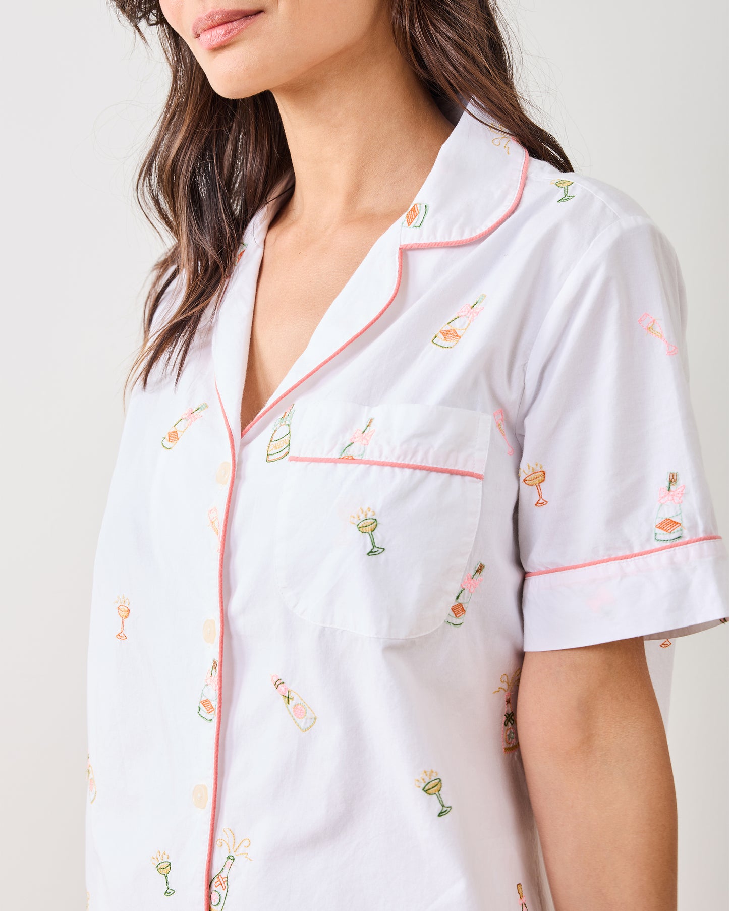 Bubbly Brunch - Short Sleeve Top & Cropped Pants Set - Cloud - Printfresh