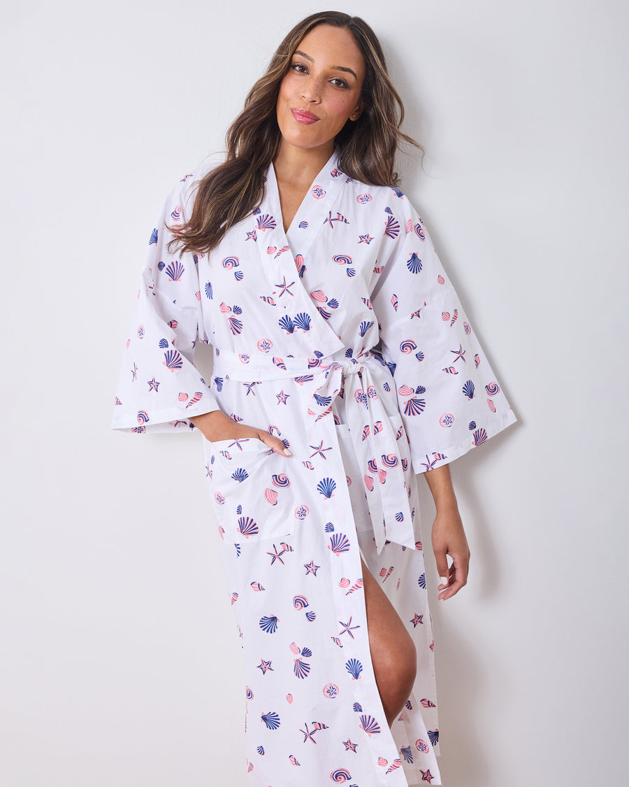 Scattered Shells - Long Robe - Pink Cloud - Printfresh