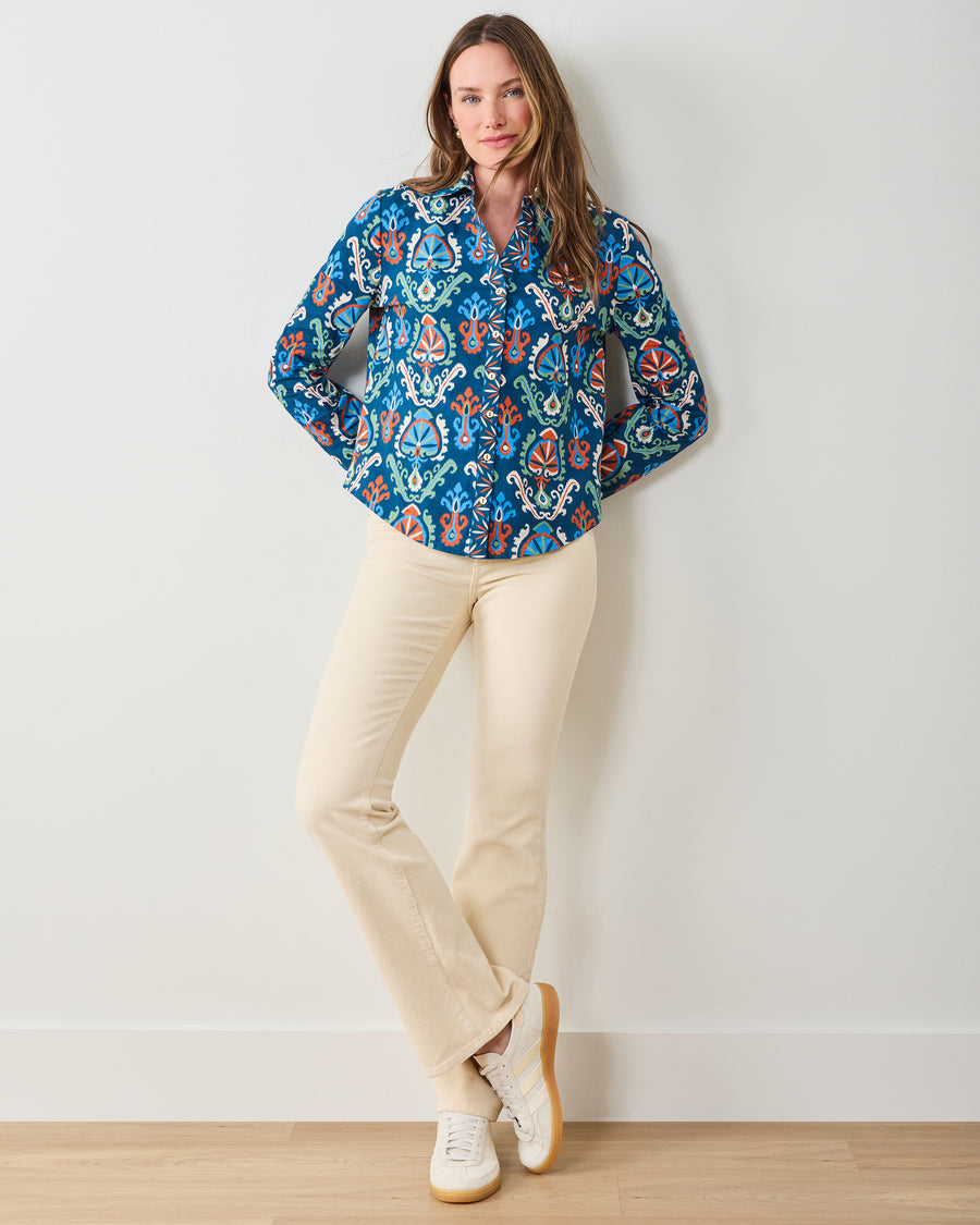 Eclectic Ikat - Edith Blouse - Navy - Printfresh