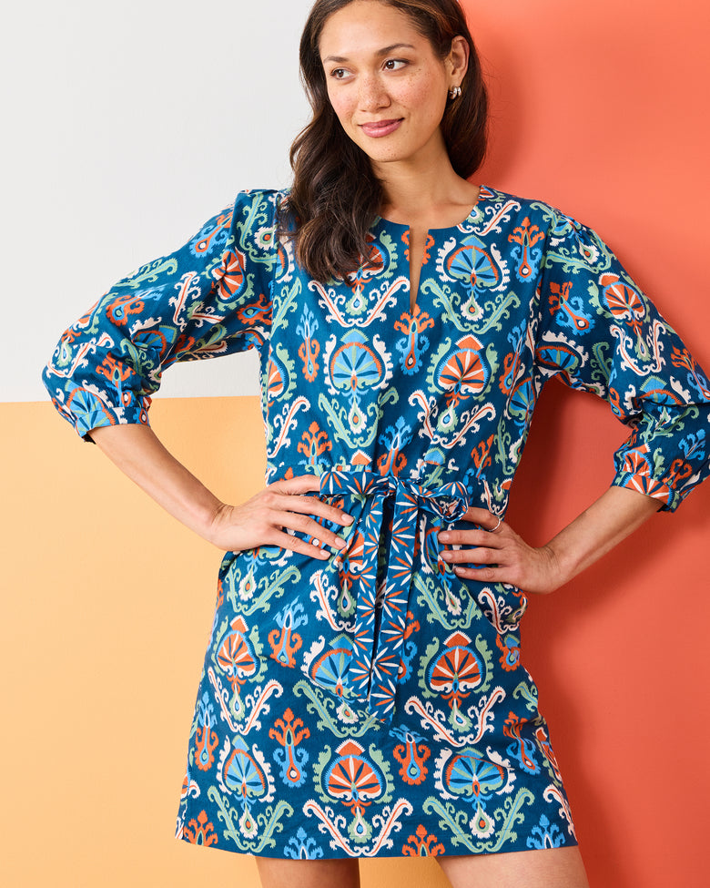 Eclectic Ikat - Genevieve Dress - Navy - Printfresh