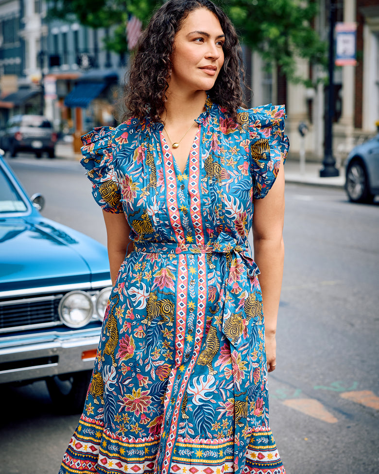 Tibetan Tigress - Helen Dress - Blue Ridge - Printfresh