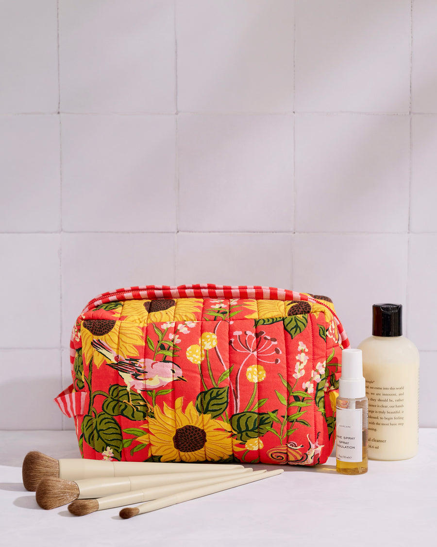 Autumn Sunflowers - Quilted Pouch - Orange