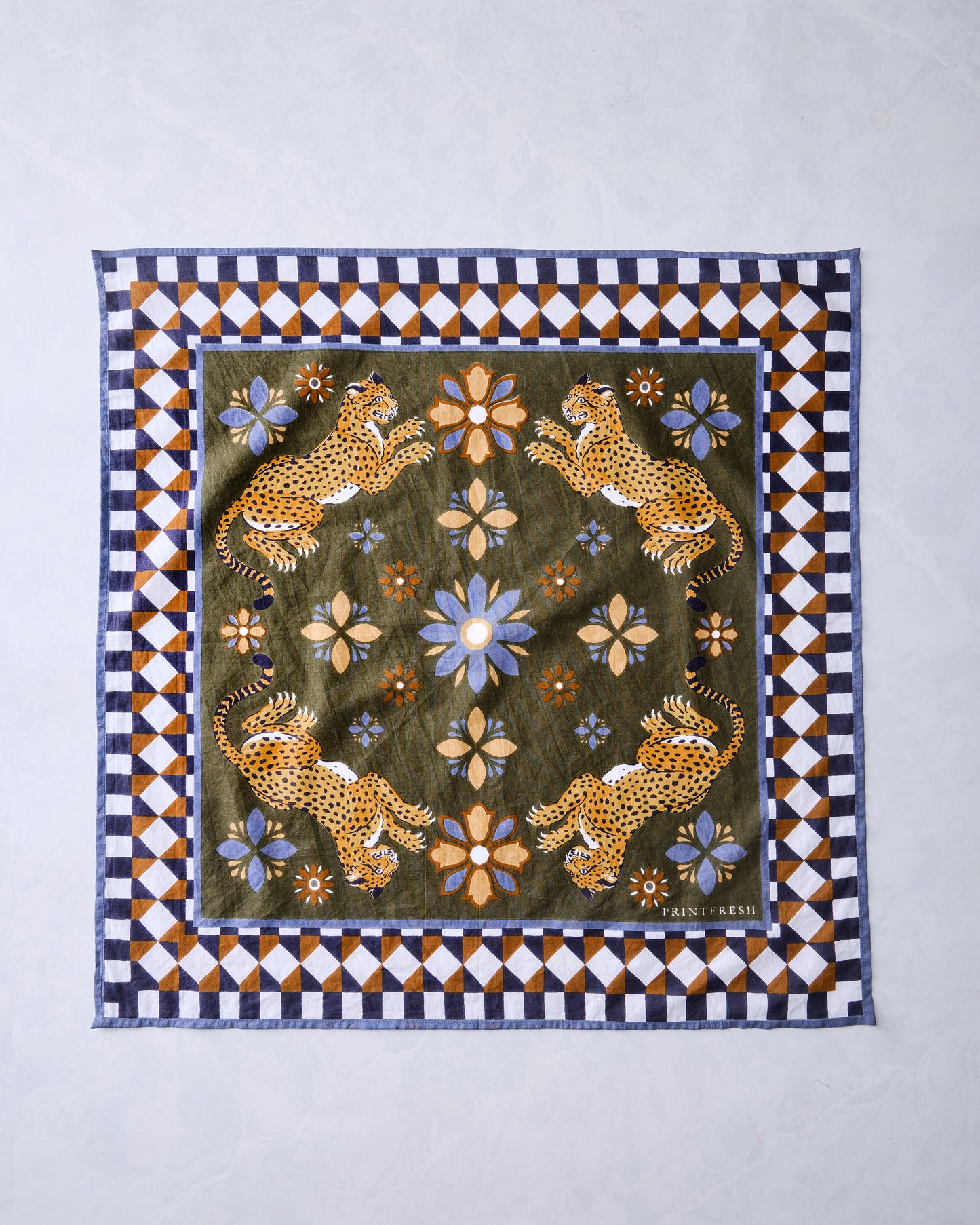 Bagheera Kaleidoscope - Printed Bandana Scarf - Olive