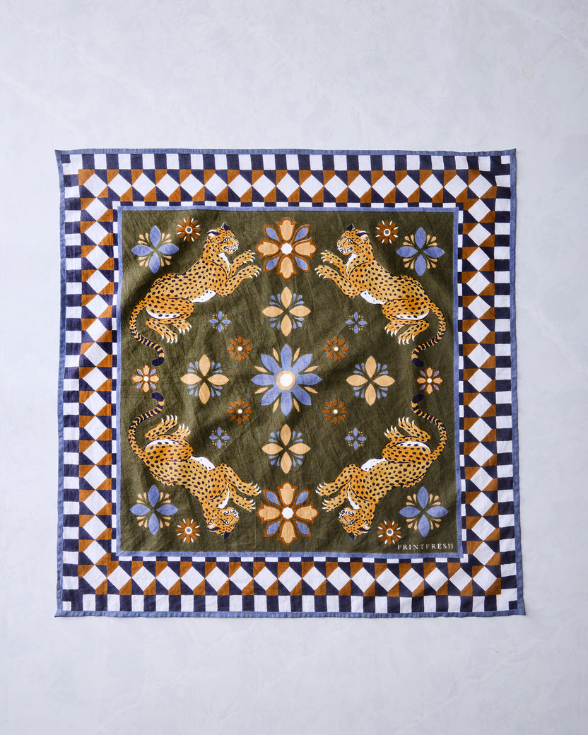 Bagheera Kaleidoscope - Printed Bandana Scarf - Olive