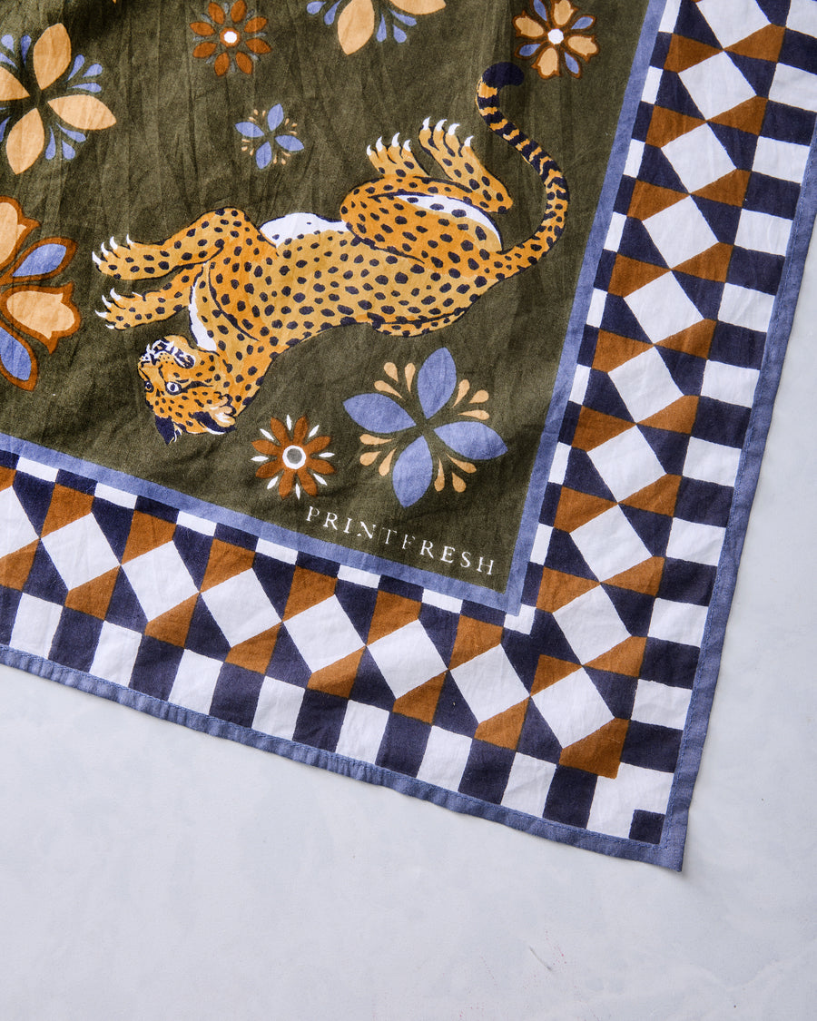 Bagheera Kaleidoscope - Printed Bandana Scarf - Olive