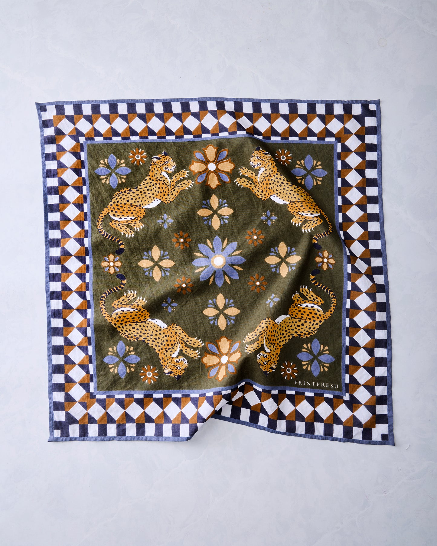 Bagheera Kaleidoscope - Printed Bandana Scarf - Olive