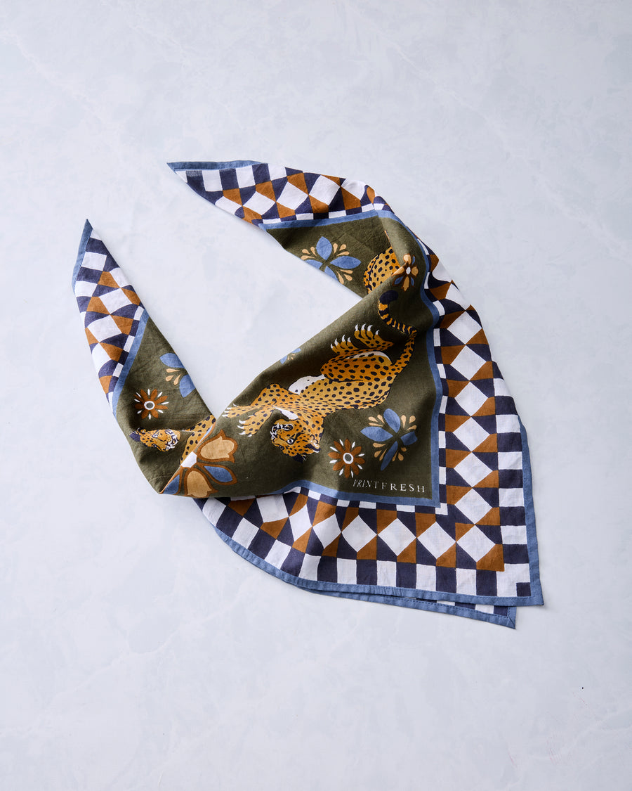 Bagheera Kaleidoscope - Printed Bandana Scarf - Olive