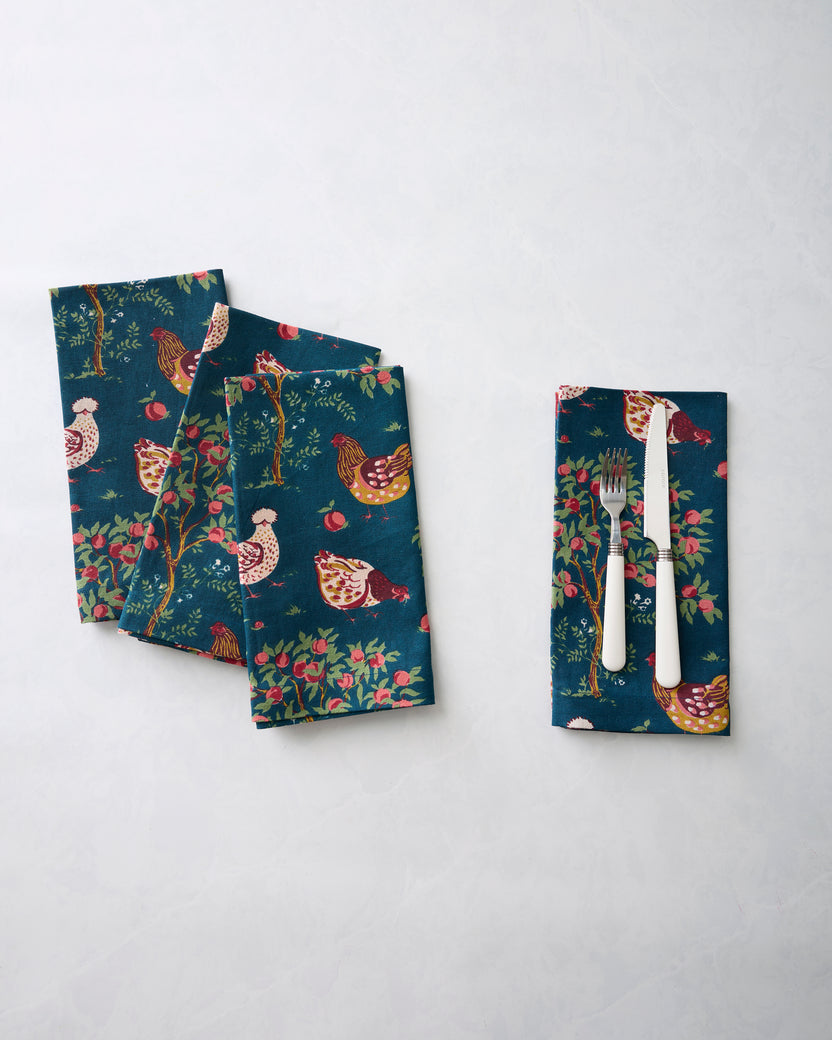 Hen House - Dinner Napkins Set of 4 - Navy