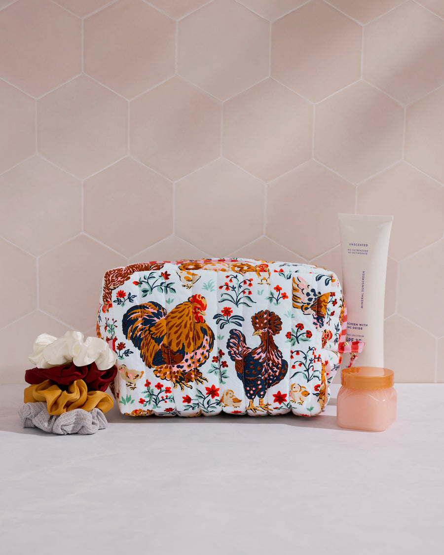 Must Love Chickens - Quilted Pouch - Cloud
