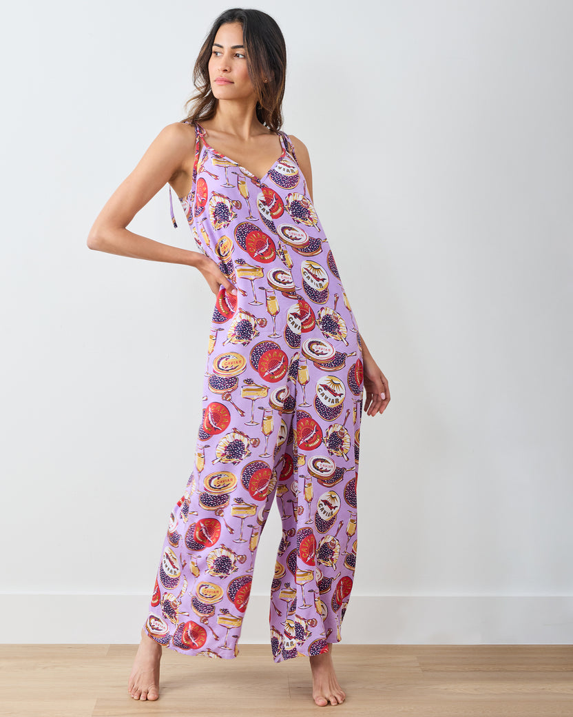 Champagne & Caviar - Eco Satin Jaipur Jumpsuit - Lavender Spritz - Printfresh