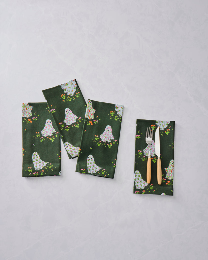 Gardening Ghosts - Dinner Napkins Set of 4 - Overgrown Moss