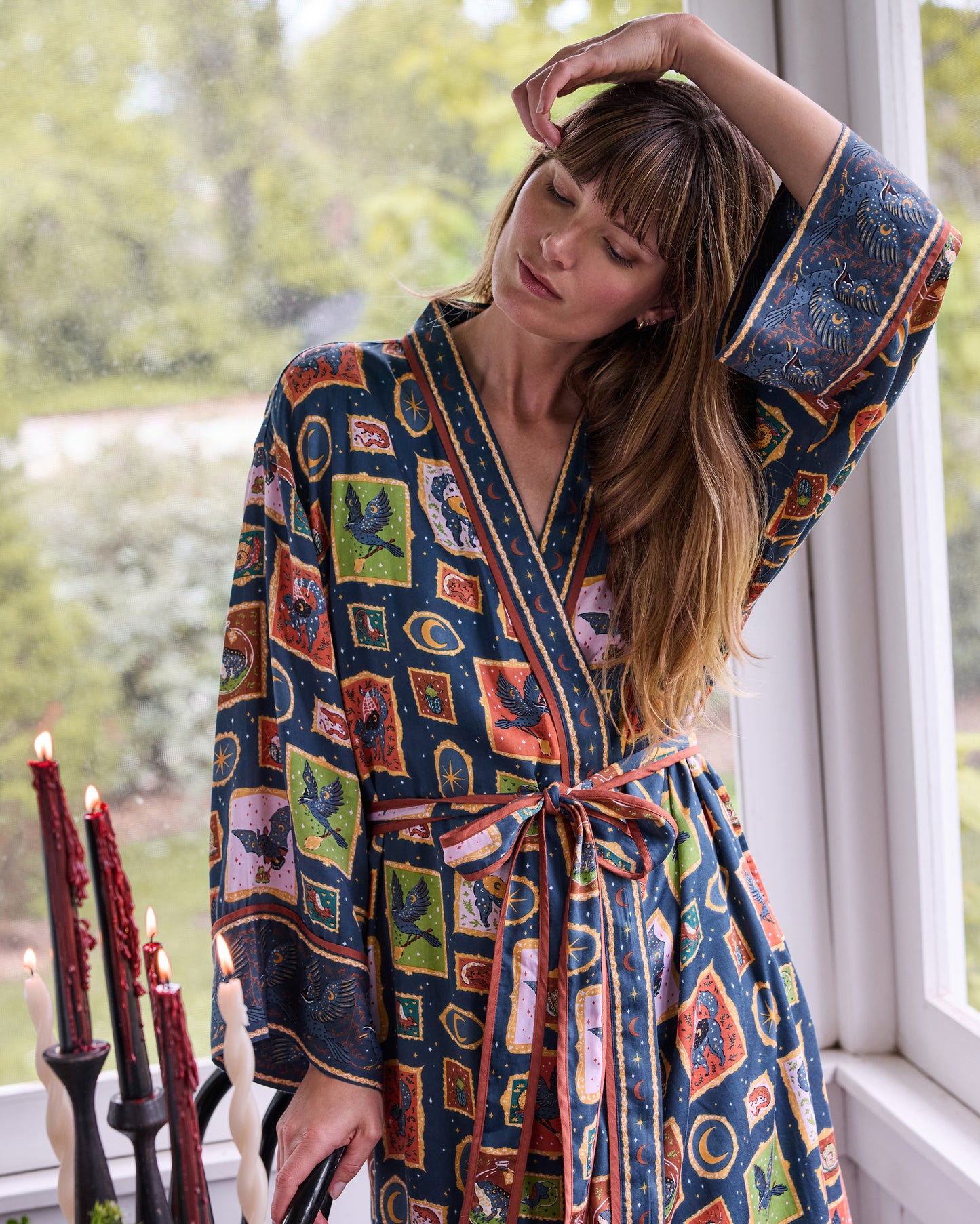 Midnight Gallery - Eco Satin Robe - Night Sky