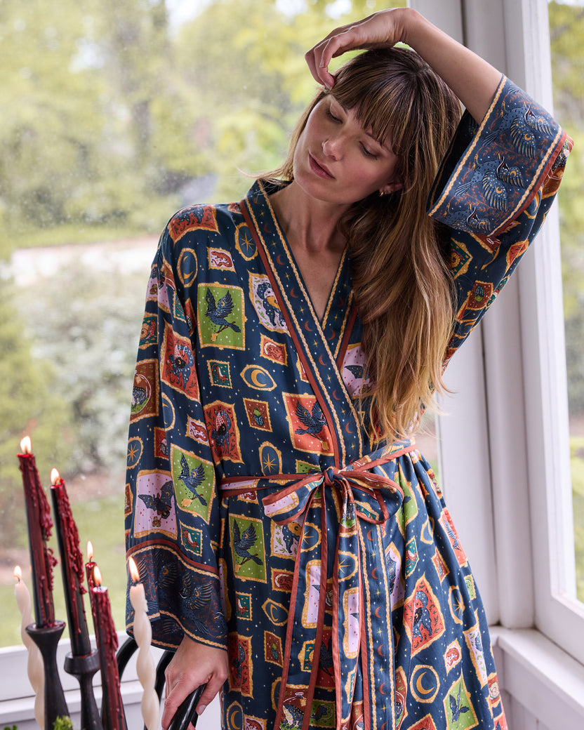 Midnight Gallery - Eco Satin Robe - Night Sky