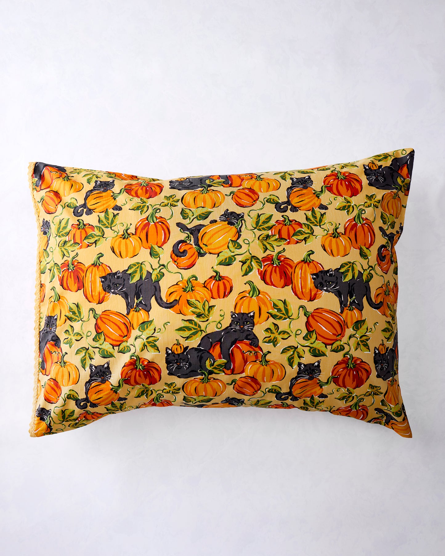 Pumpkin Prowl - Lace Trim Pillowcase (Single) - Salted Caramel