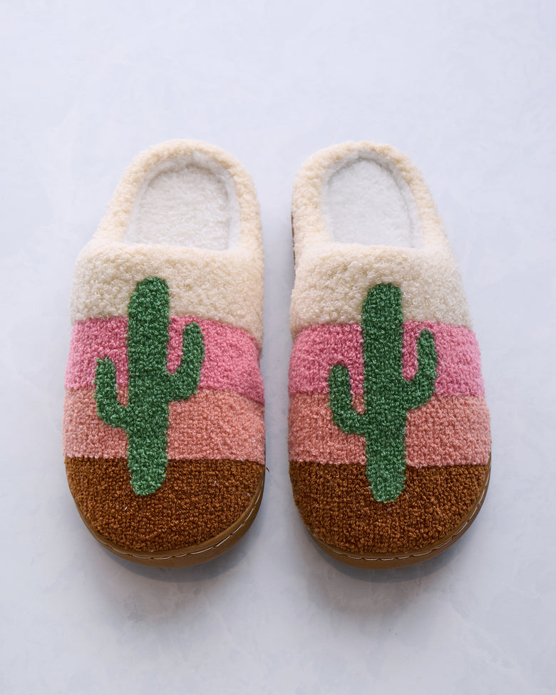 Indoor / Outdoor Slippers - Cactus in a Desert Scene: M/L - Printfresh