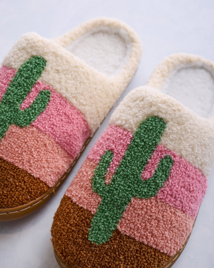 Indoor / Outdoor Slippers - Cactus in a Desert Scene: M/L - Printfresh