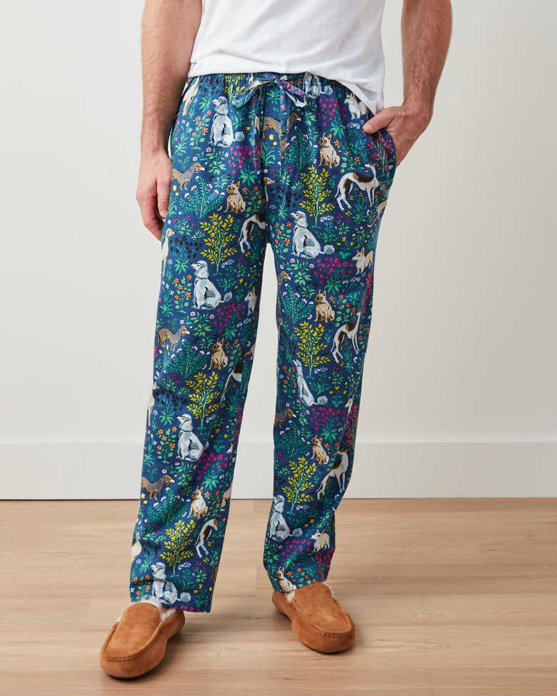 Must Love Dogs - Men's Lightweight Flannel PJ Pants - Indigo - Printfresh