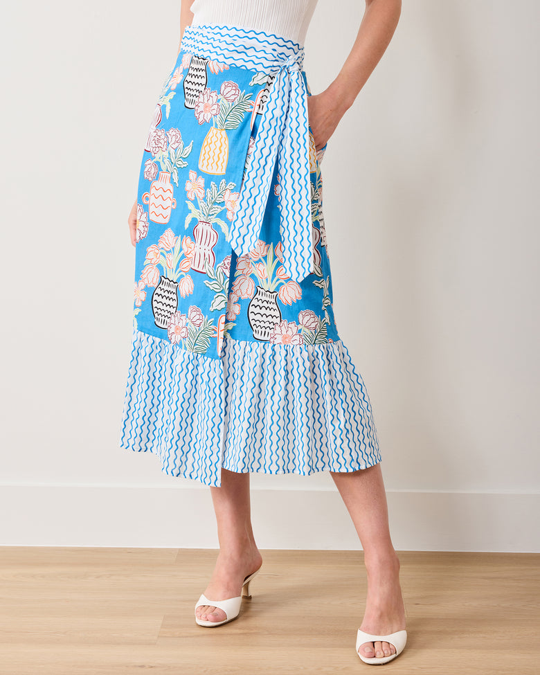 Antique Vases - Anika Skirt - Blue Sky - Printfresh