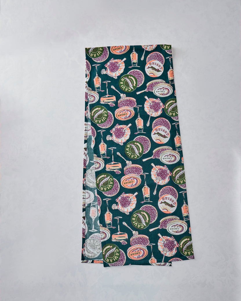 Champagne & Caviar - Table Runner - Peacock Feather