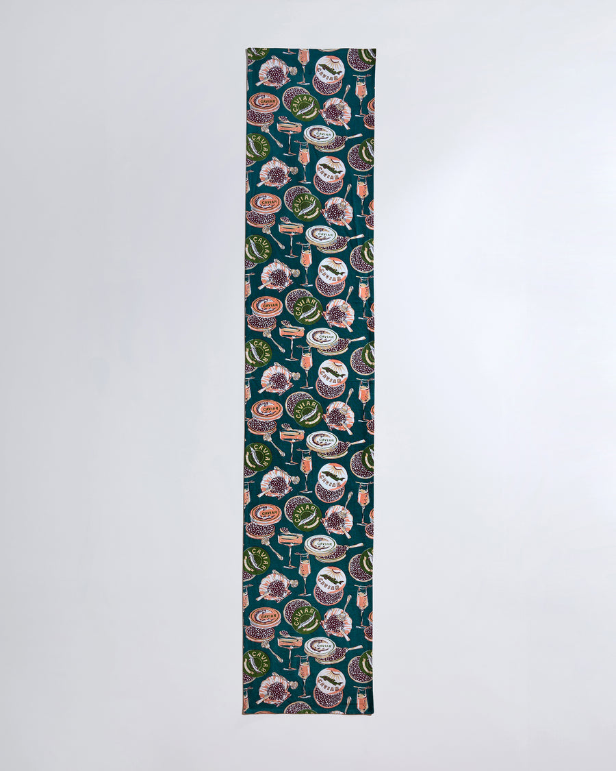 Champagne & Caviar - Table Runner - Peacock Feather
