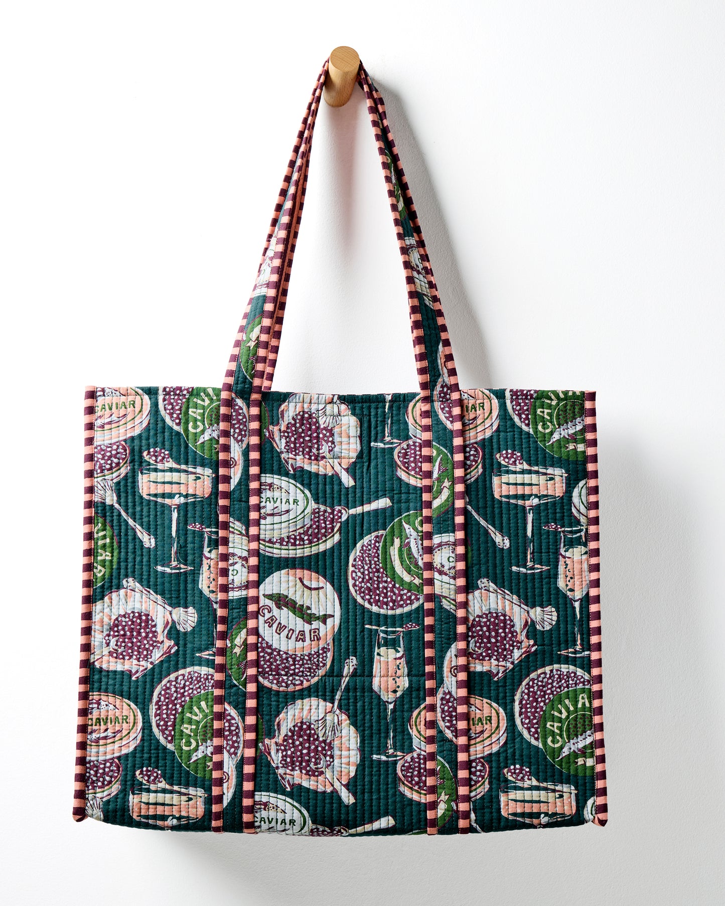 Champagne & Caviar - Traveler Tote & Quilted Pouch Bundle - Peacock Feather