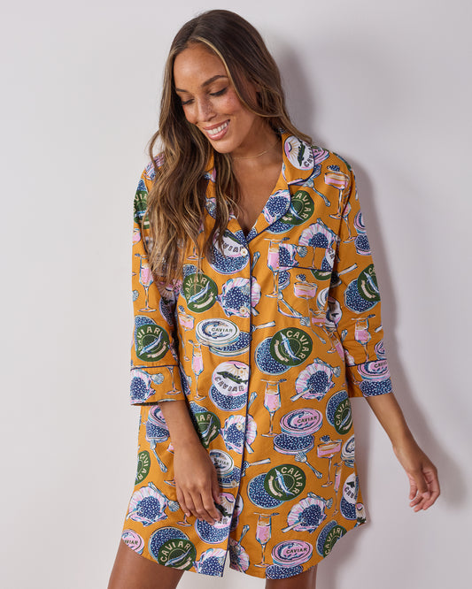 Champagne & Caviar - Sleep Shirt - Goldenrod