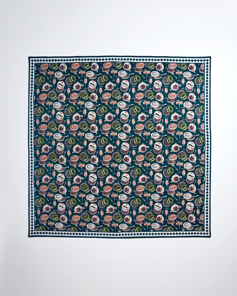 Champagne & Caviar - Square Tablecloth - Peacock Feather