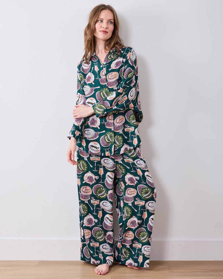 Champagne & Caviar - Tall Eco Satin Stevie Set - Peacock Feather
