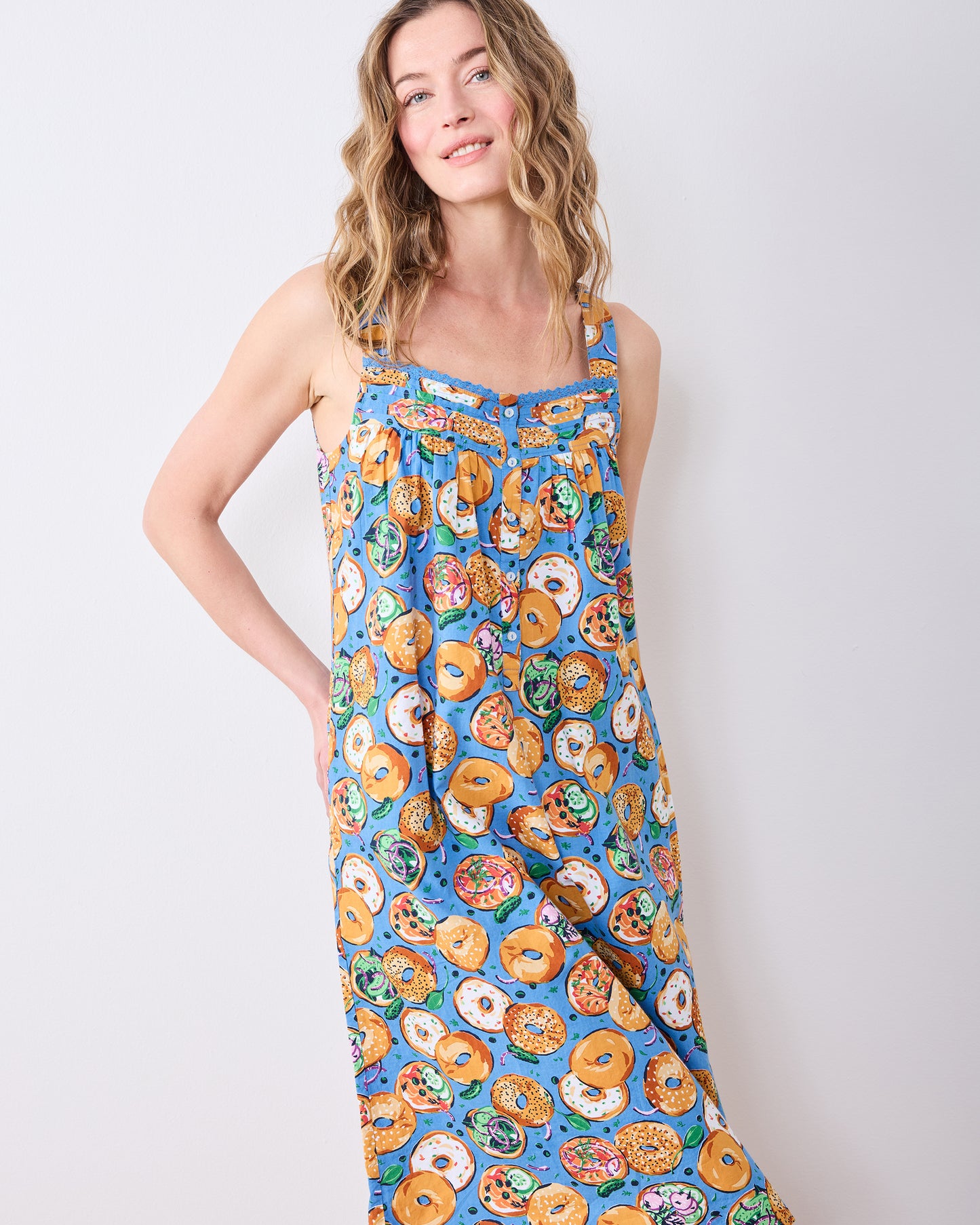 Bagels & Schmear - Back To Bed Nightgown - Brunch Blues - Printfresh