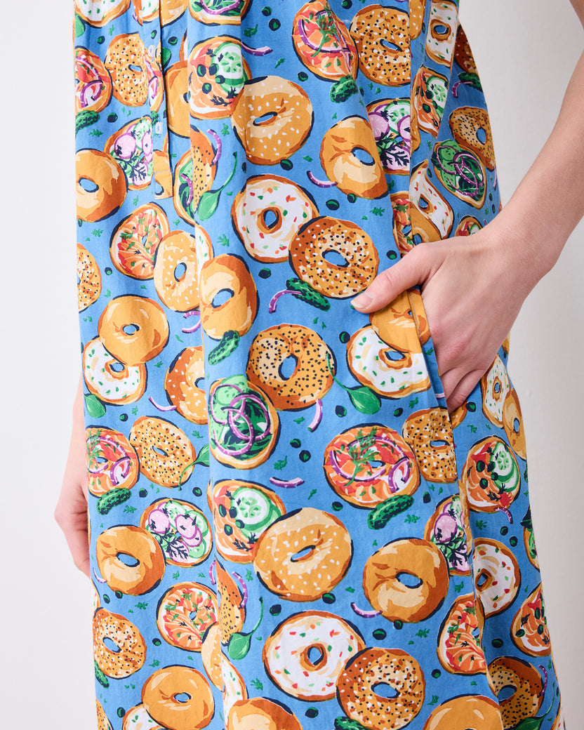 Bagels & Schmear - Back To Bed Nightgown - Brunch Blues - Printfresh