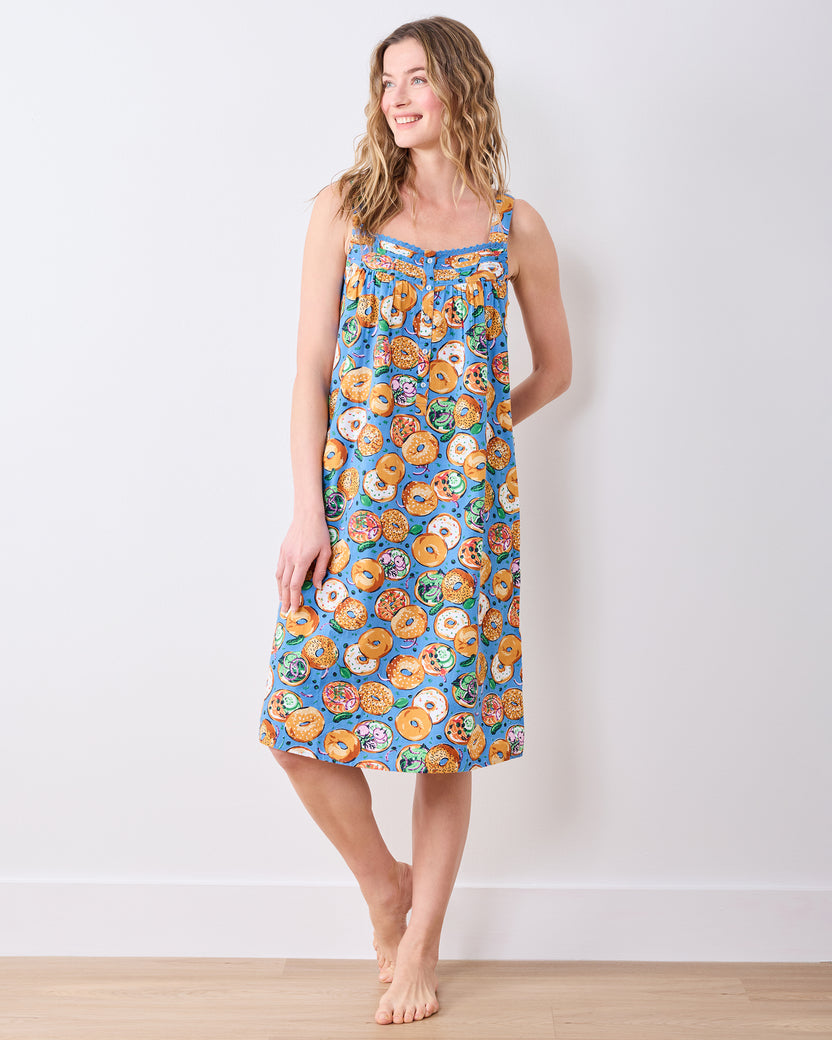 Bagels & Schmear - Back To Bed Nightgown - Brunch Blues - Printfresh
