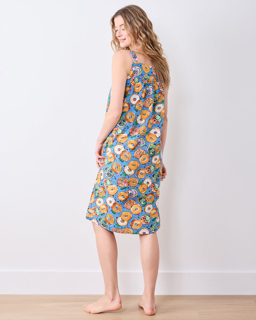 Bagels & Schmear - Back To Bed Nightgown - Brunch Blues - Printfresh