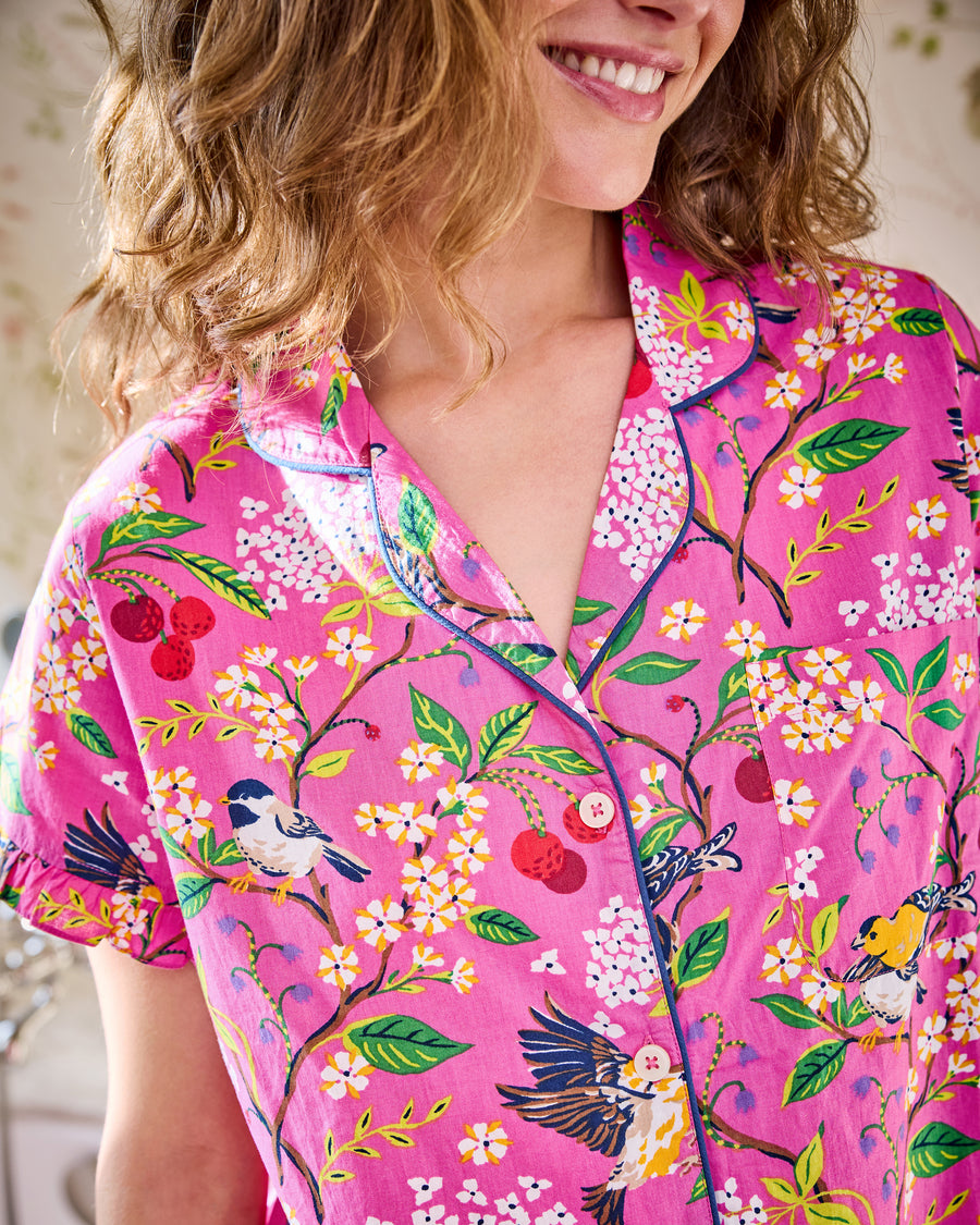 Bird & Blossom - Ruffle Short Set - Fuchsia Berry - Printfresh
