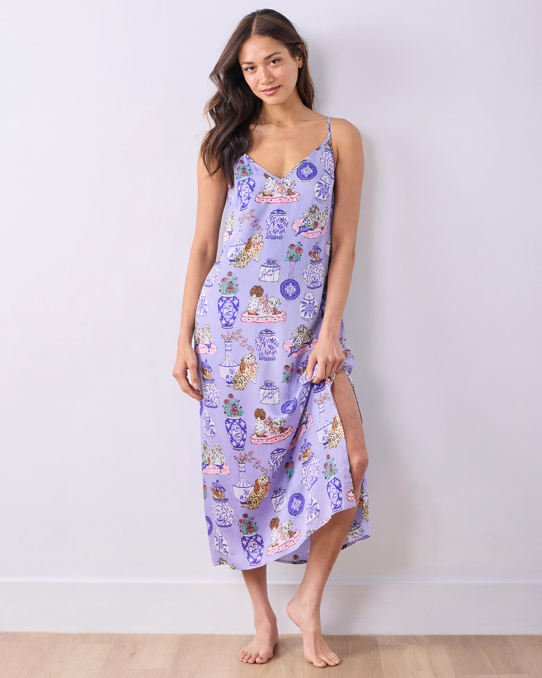 Fancy Dogs - Eco Satin Chic to Sleep Nightie - Lavender Glaze - Printfresh