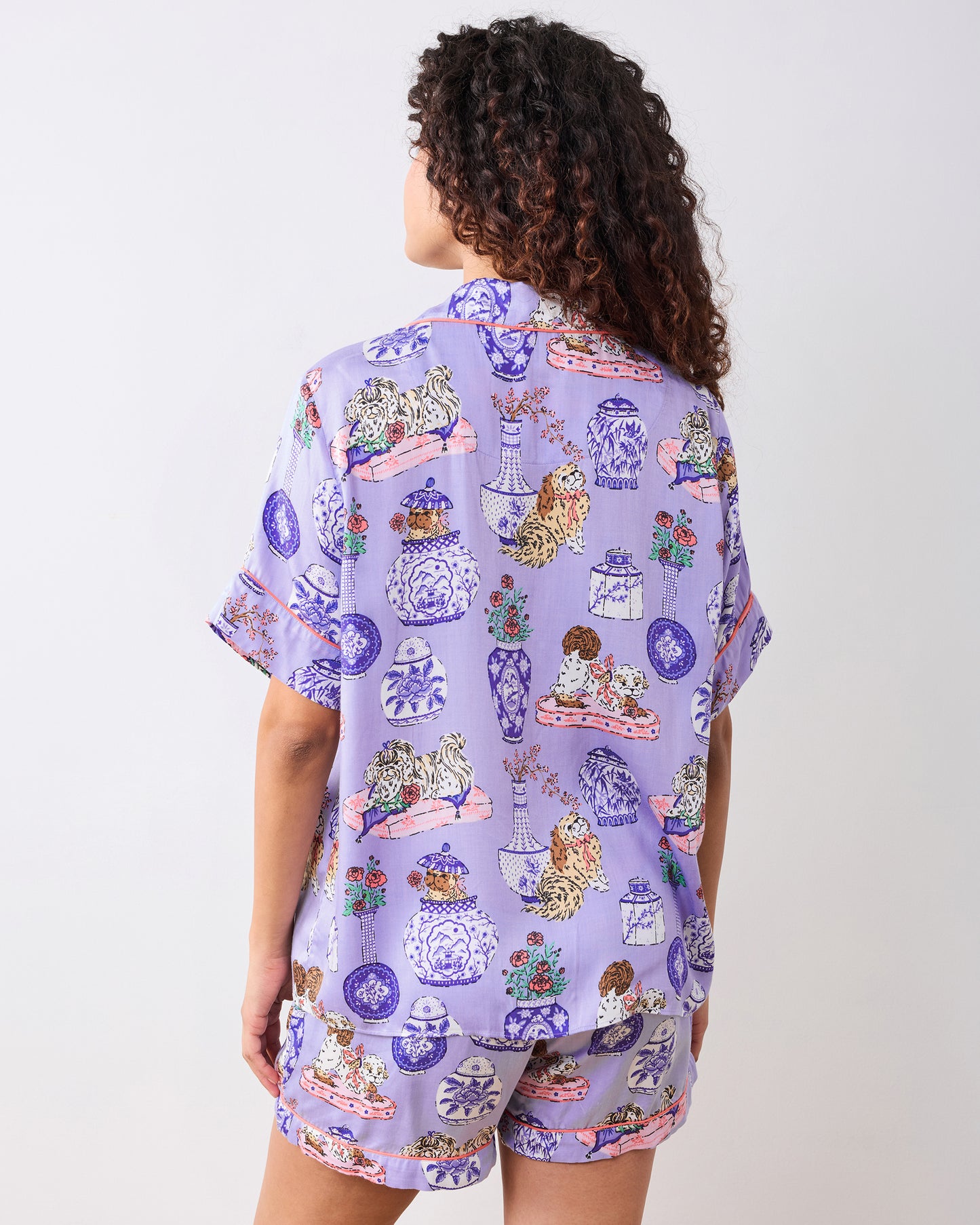 Fancy Dogs - Eco Satin Classic Short Set - Lavender Glaze - Printfresh