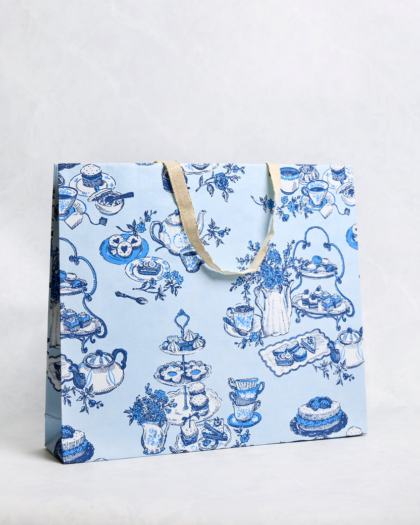 High Tea Toile - Handmade Gift Bag - Notting Hill Blue - Printfresh