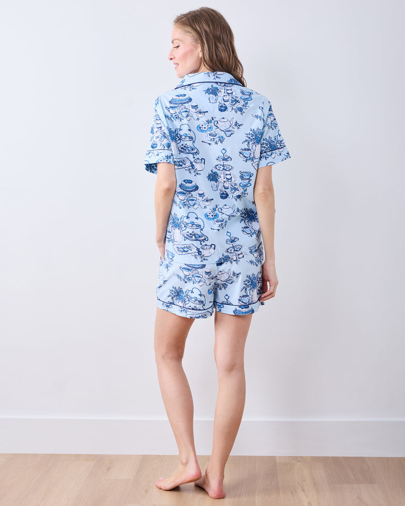 High Tea Toile - Short PJ Set - Notting Hill Blue - Printfresh