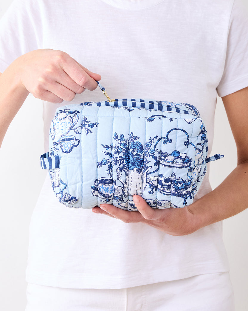 High Tea Toile - Three’s Best Pouch Set - Notting Hill Blue - Printfresh
