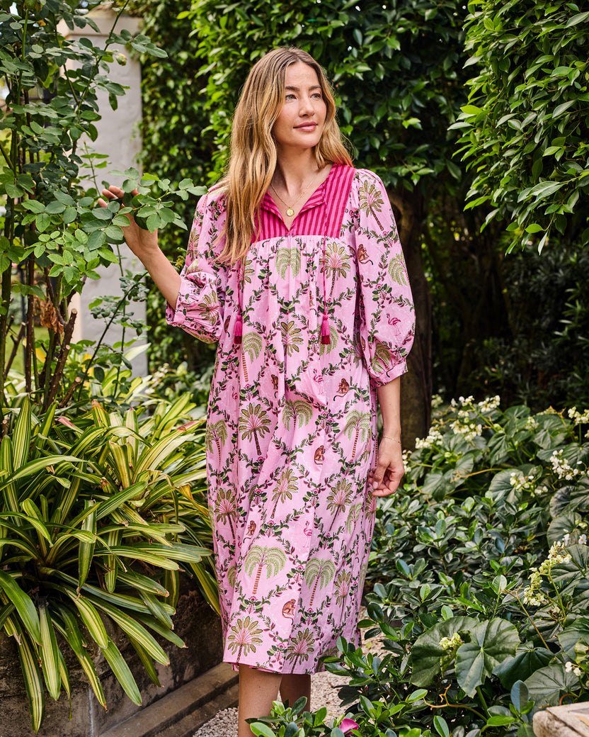 Island Muse - Flower Charmer Midi - Pink Flamingo - Printfresh